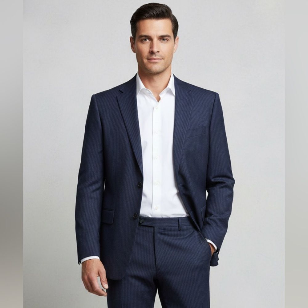 Take 50% OFF- RoundTree & Yorke Dillards Dark Blue Striped Blazer, Size-46R